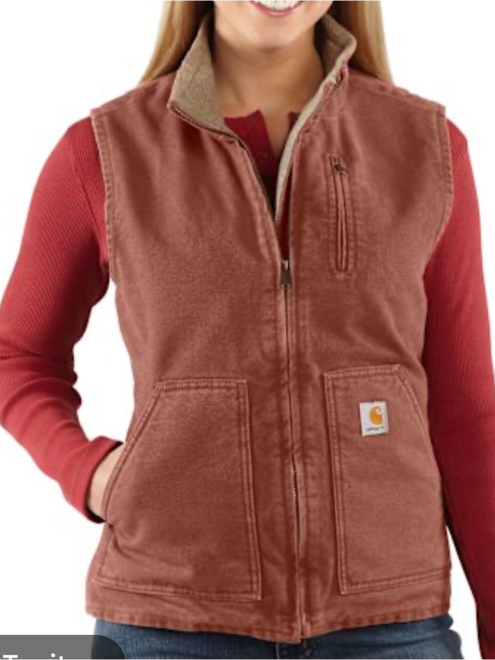Carhartt Women's Sandstone Sherpa-Lined Vest in Rust